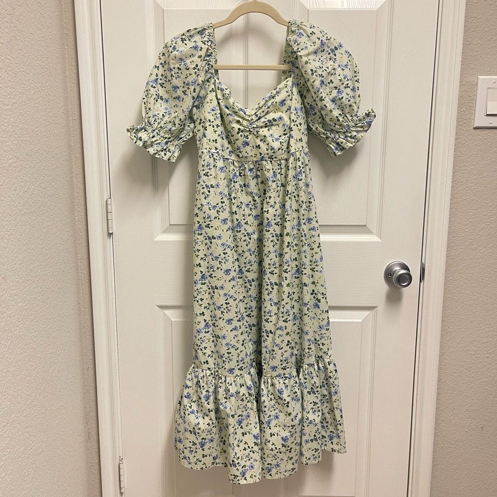 Abercrombie & Fitch Green Floral Midi Dress - Picture 1 of 13